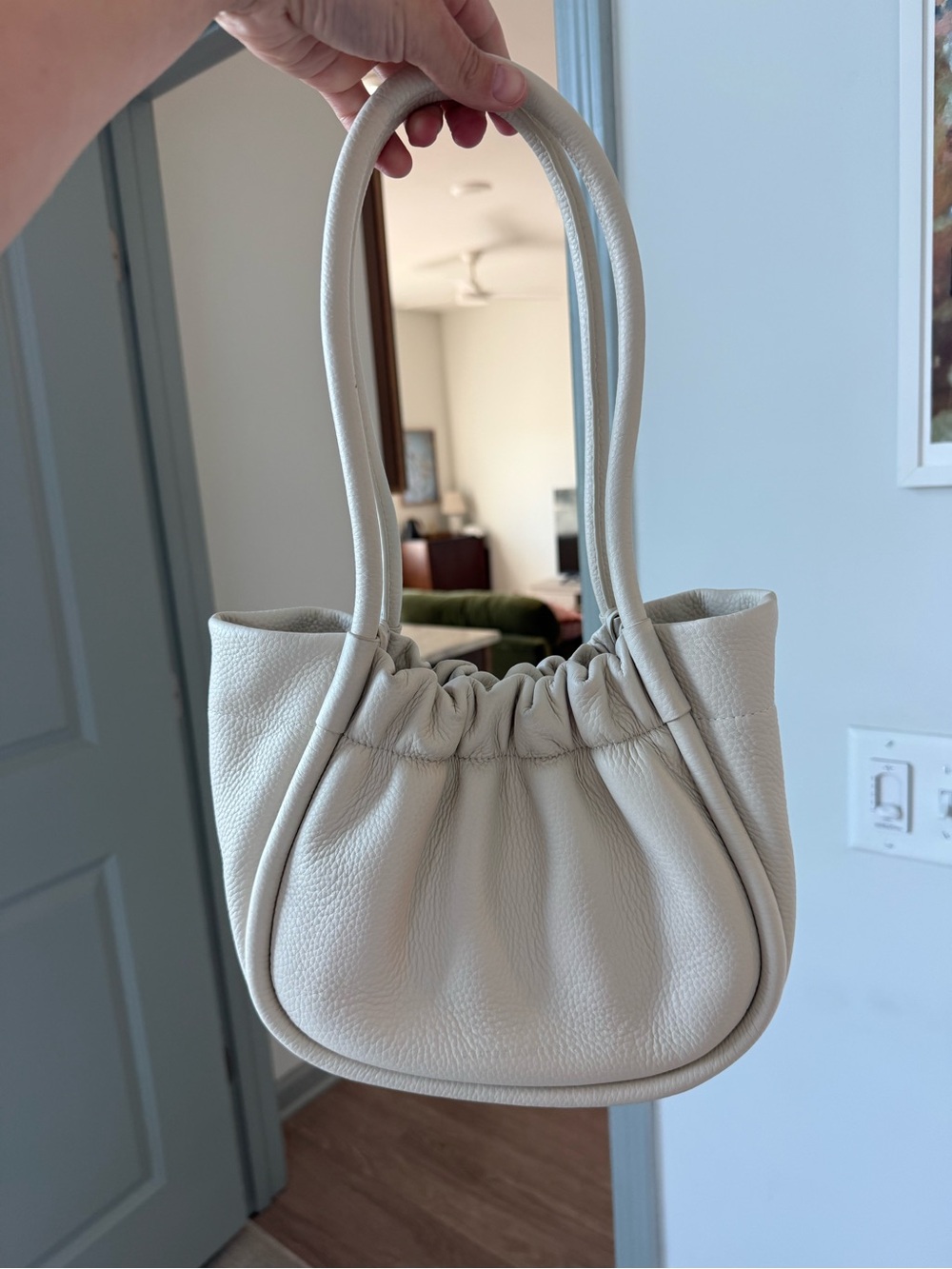 Status anxiety cream/white ordinary pleasures shoulder bag